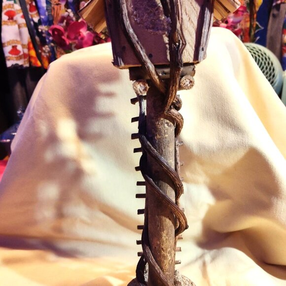 Handmade Wooden Birdhouse: Tall Rustic Garden Decor - SHIPS FREE - Picture 6 of 10